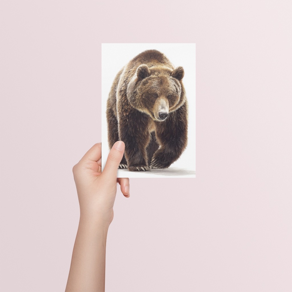 Watercolor Grizzly Bear Portrait Wall Art Print Poster - Unframed Artwork - Picture 5 of 5